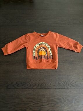 Baby Pumpkin Leopard 'Thankful' Pullover Sweatshirt (6-12M)